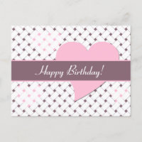 Cute Pink Hearts, Lavender & White Weave Birthday