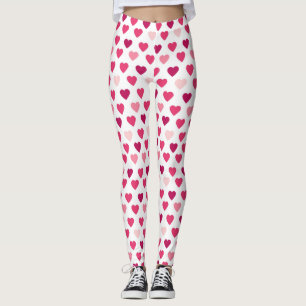 Cute Pink Hearts Love Pattern Leggings