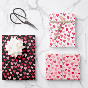 Cute Pink Hearts Love Valentine's Day Patterns Wrapping Paper Sheet