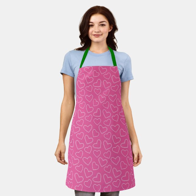 Cute Pink Hearts Mother's Day Apron - Chef! (Worn)
