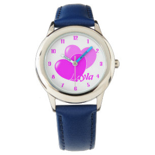 Cute Pink Hearts on White A Template For Your Name Watch