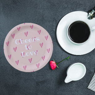 Cute Pink Hearts  Paper Plate