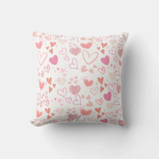 Cute Pink Hearts Pattern Decorative Cushion