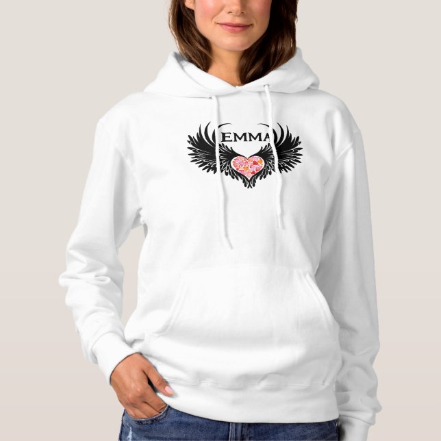 Cute Pink Hearts Pattern Hoodie (Front)