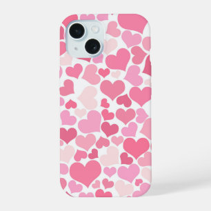 Cute Pink Hearts Pattern iPhone 15 Case
