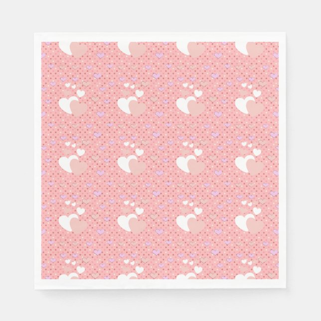 Cute Pink Hearts Pattern Napkin (Front)