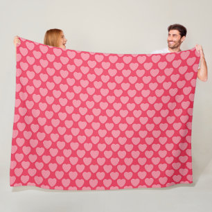 Cute Pink Hearts Pattern on Pink Fleece Blanket