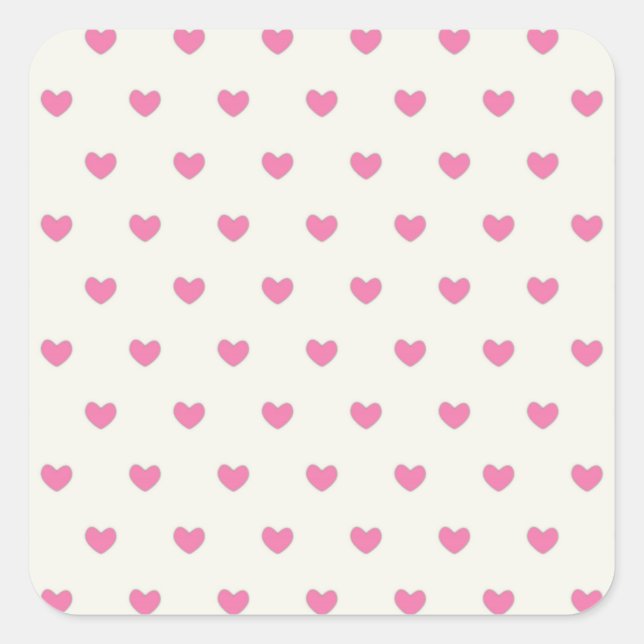Cute Pink Hearts Pattern Square Sticker (Front)