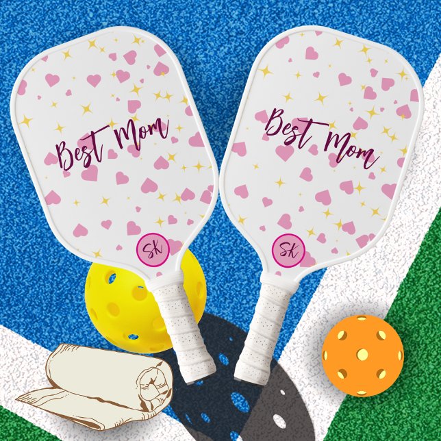 Cute Pink Hearts Pickleball Paddle for Mom Gift (Creator Uploaded)