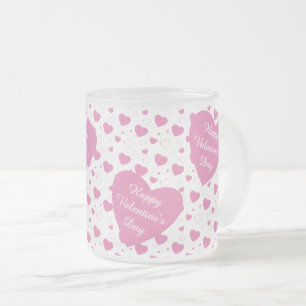 Cute pink hearts romantic pattern frosted glass coffee mug