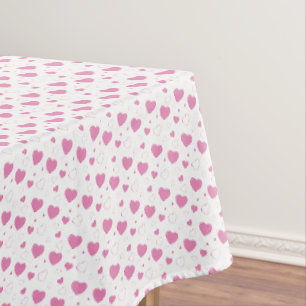 Cute pink hearts romantic pattern tablecloth