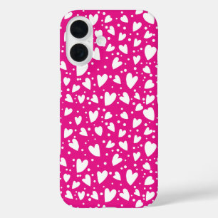 Cute pink hearts seamless pattern iPhone 16 case