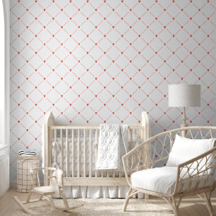 Cute Pink Hearts Trellis Pattern Wallpaper