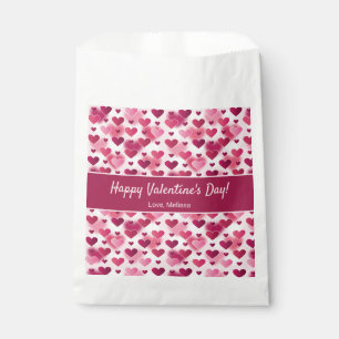Cute Pink Hearts With Custom Text Valentine's Day Favour Bags