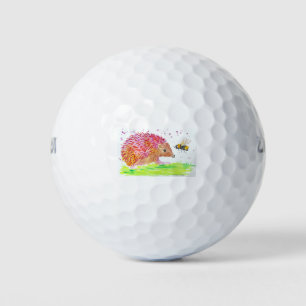 Cute Pink Hedgehog and a Bumble bee Golf Balls
