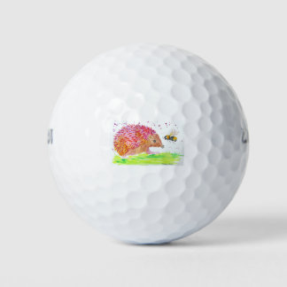 Cute Pink Hedgehog and a Bumble bee Golf Balls