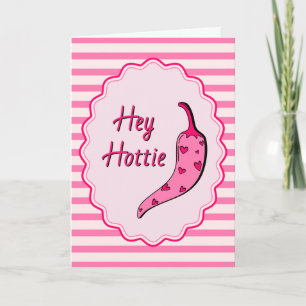 Cute Pink Hey Hottie Funky Funny Valentines Day Holiday Card