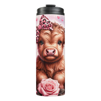 Cute Pink Highland Cow Thermal Tumbler