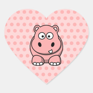 Cute Pink Hippo Heart Sticker