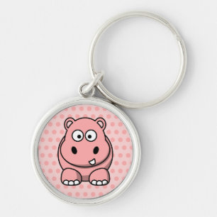Cute Pink Hippo Key Ring