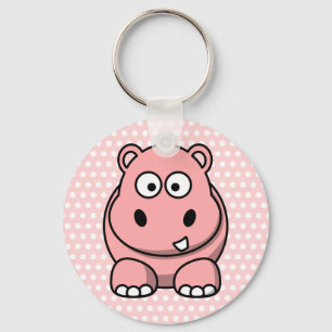 Cute Pink Hippo Key Ring