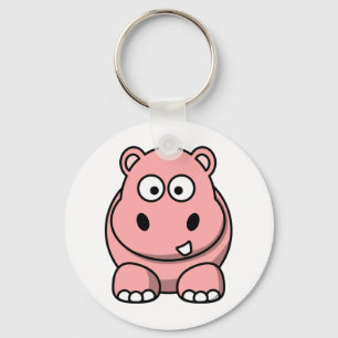 Cute Pink Hippo Key Ring