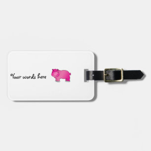 Cute pink hippo luggage tag