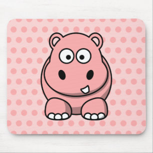 Cute Pink Hippo Mouse Mat