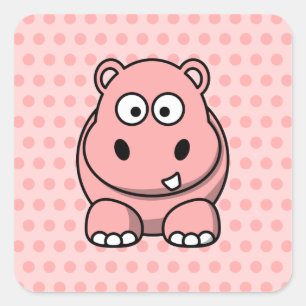 Cute Pink Hippo Square Sticker
