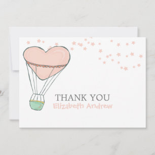 Cute Pink Hot Air Balloon Baby Shower Thank You Card
