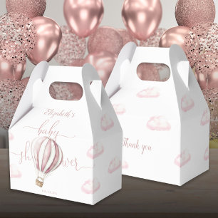 Cute Pink Hot Air Balloon Girl Baby Shower Favour Box