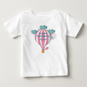 Cute Pink Hot Air Balloon With Racoon Baby T-Shirt
