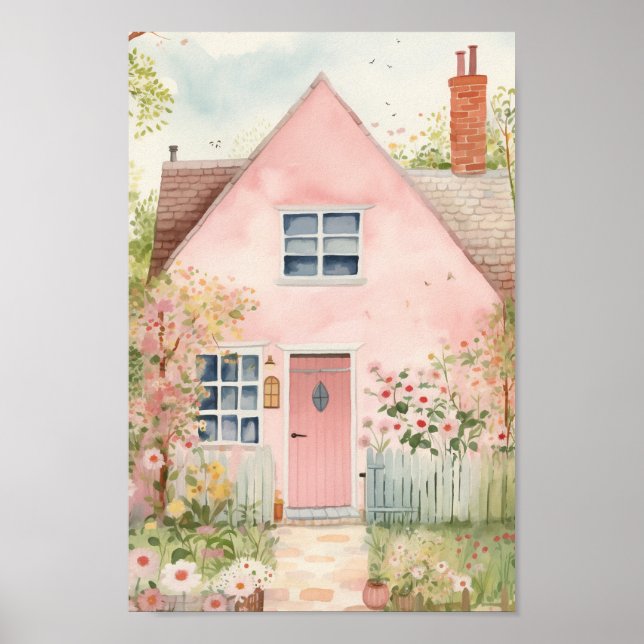 Cute Pink House Poster (Front)
