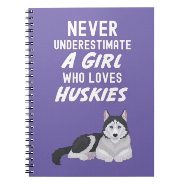 Cute Pink Husky Gifts For Baby Girls Kids Pet Dog Notebook (Front)