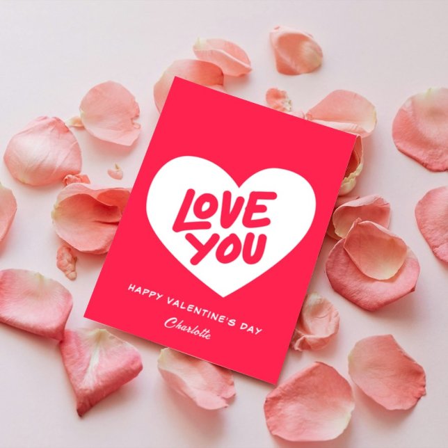 Cute Pink i love You Hearts Flirting Valentine Day Holiday Card (Creator Uploaded)