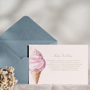 Cute Pink Ice Cream Baby Shower Book Request  Enclosure Card