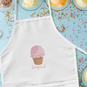 Cute Pink Ice Cream Cone Personalised Kids Apron