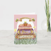 Cute Pink I'd Rather Bee Reading Bookworm Birthday