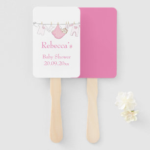 Cute Pink illustrated Clothesline Baby Shower  Hand Fan