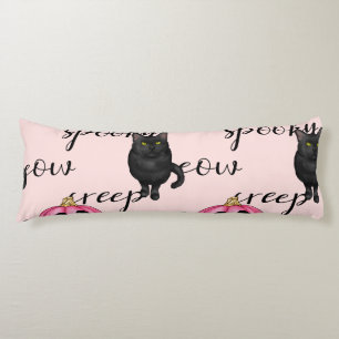 Cute Pink Jack-o'-Lantern and Black Cat Pattern Body Cushion