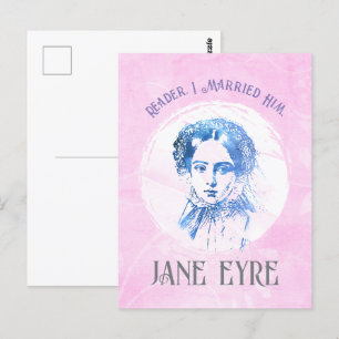 Cute Pink Jane Eyre Portrait Reader I Married Him Postcard