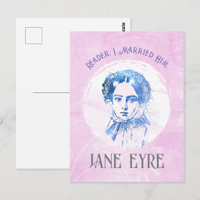 Cute Pink Jane Eyre Portrait Reader I Married Him Postcard (Front/Back)