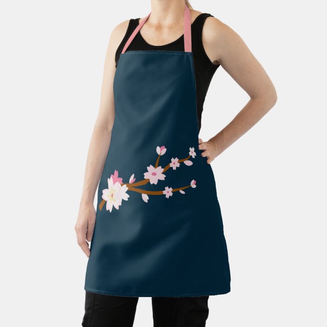 Cute pink Japanese cherry blossom floral arty Apron (Insitu)