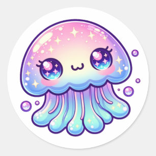 Cute Pink Jellyfish Classic Round Sticker