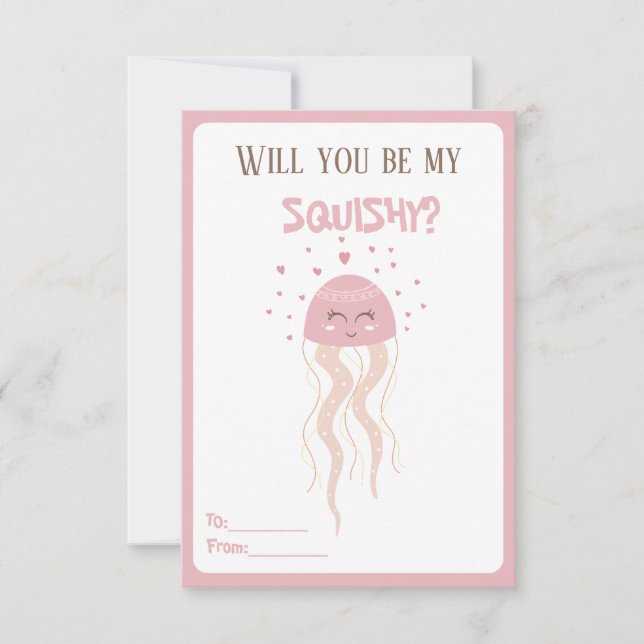 Cute Pink Jellyfish Hearts Valentine's Classroom (Front)
