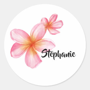 Cute Pink Kath Golap Floral Design Classic Round Sticker