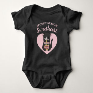 Cute Pink Kawaii Cat Spooky Season Sweetheart Baby Bodysuit