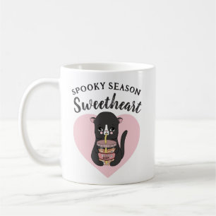 Cute Pink Kawaii Cat Spooky Season Sweetheart  Coffee Mug