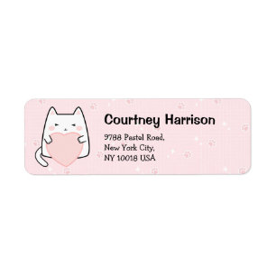 Cute Pink Kawaii Cats Sparkle Return Address