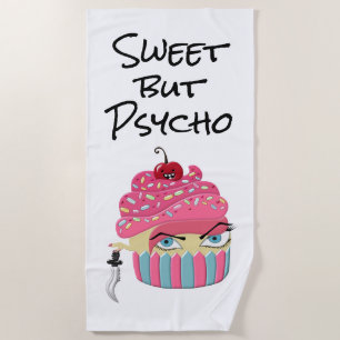 Cute Pink Kawaii Cupcake Halloween Party Beach Towel